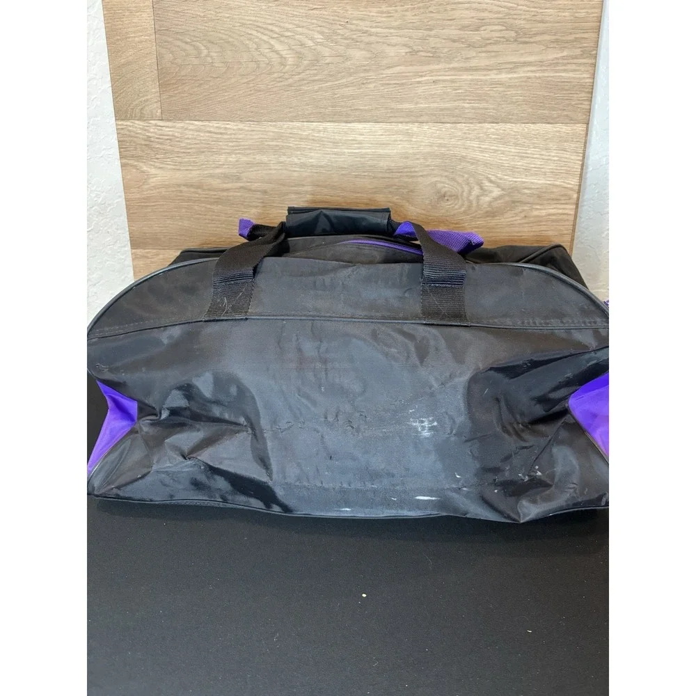 Vintage Spalding Nylon Zip Up Duffle Bag - Retro Black/Purple/Teal, 19x10x11
